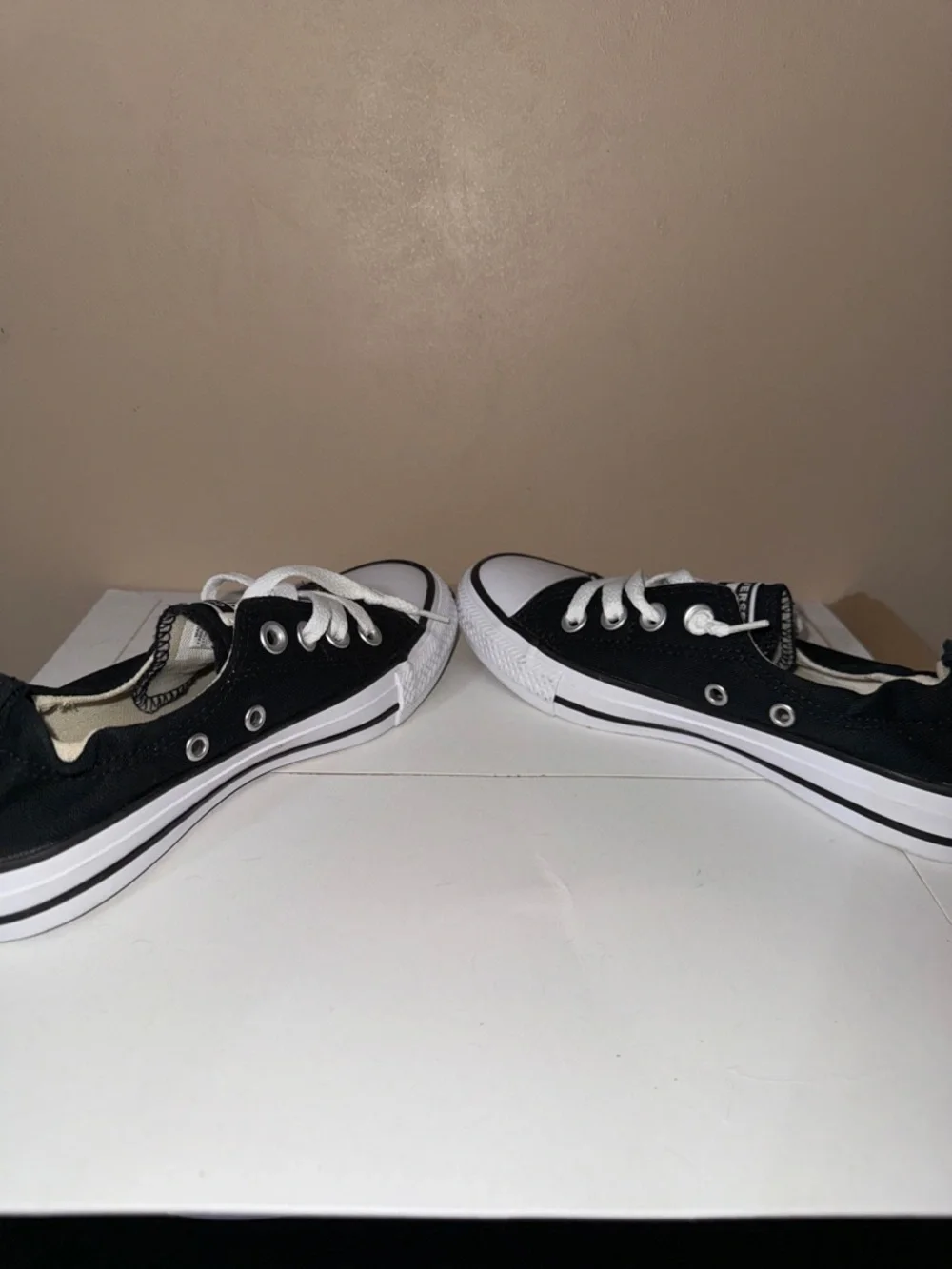 Converse Black and White Low Top Canvas Sneakers - Picture 7 of 8